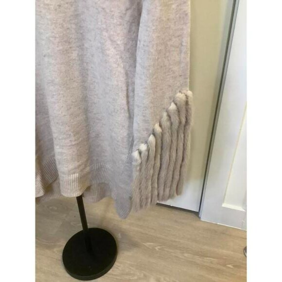 Max&Moi Tan Camel Cashmere Blend Crew Neck Sweater Mink Fur Long Sleeve XS - Picture 2 of 5